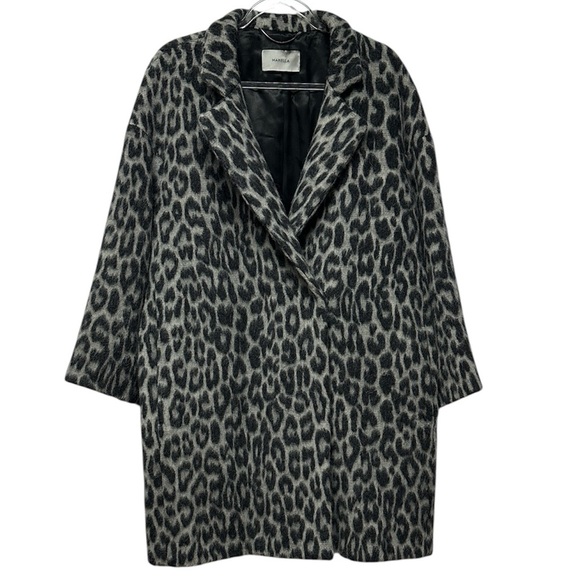 Marella Women’s Leopard Print Wool Alpaca Silk Coat 12 Animal Print Outerwear - Picture 1 of 6